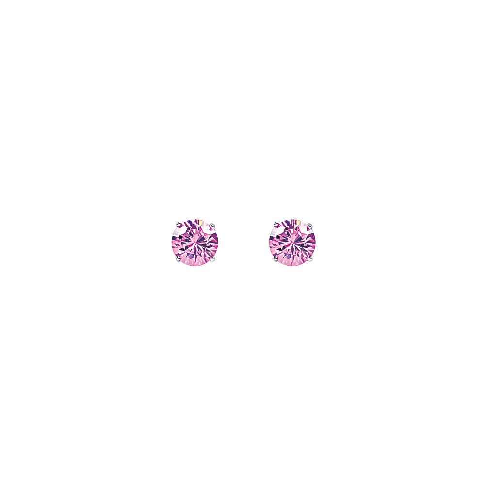 8mm Pink Round 925 Sterling Silver Stud Earrings