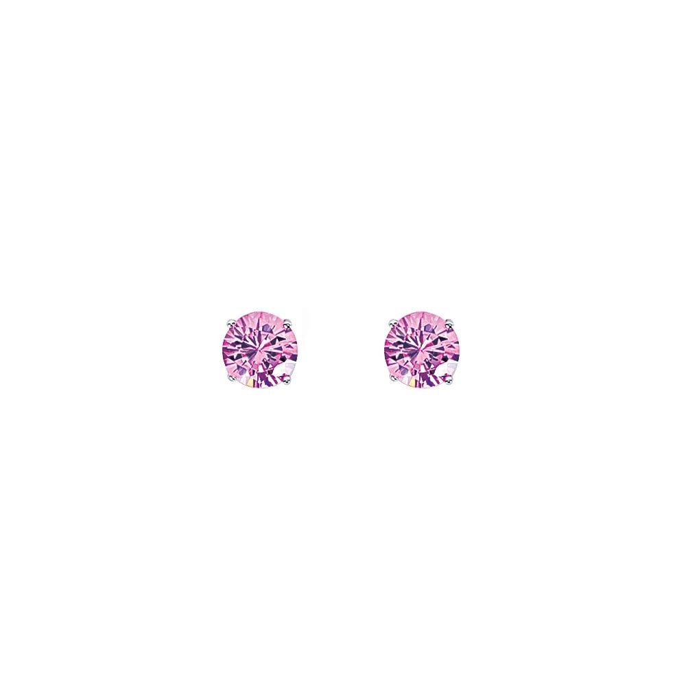 9mm Pink Round 925 Sterling Silver Stud Earrings