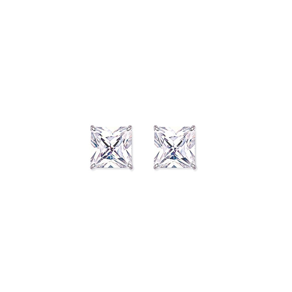12mm Square 925 Sterling Silver Stud Earrings