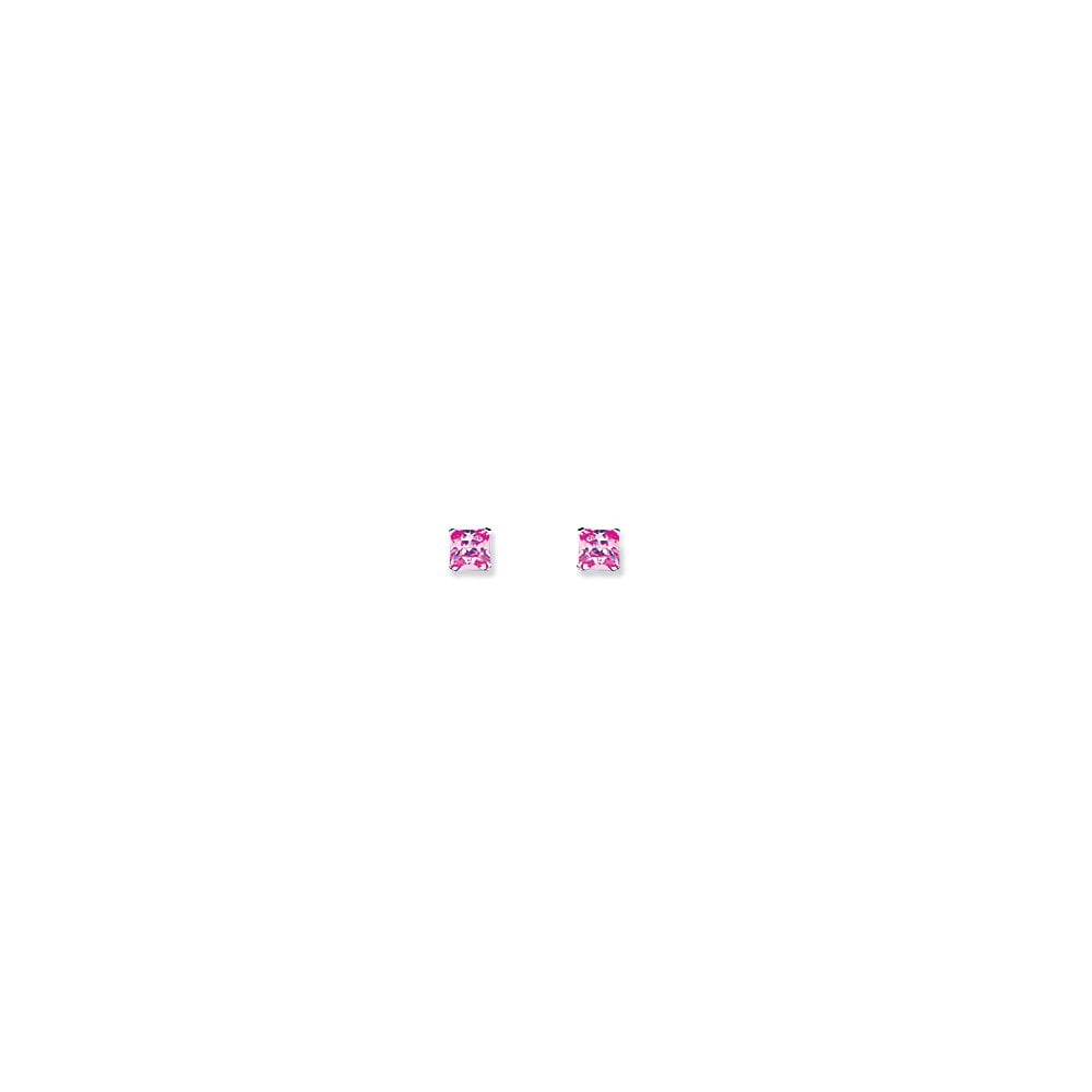 3mm Pink Square 925 Sterling Silver Stud Earrings (Pack of 5)