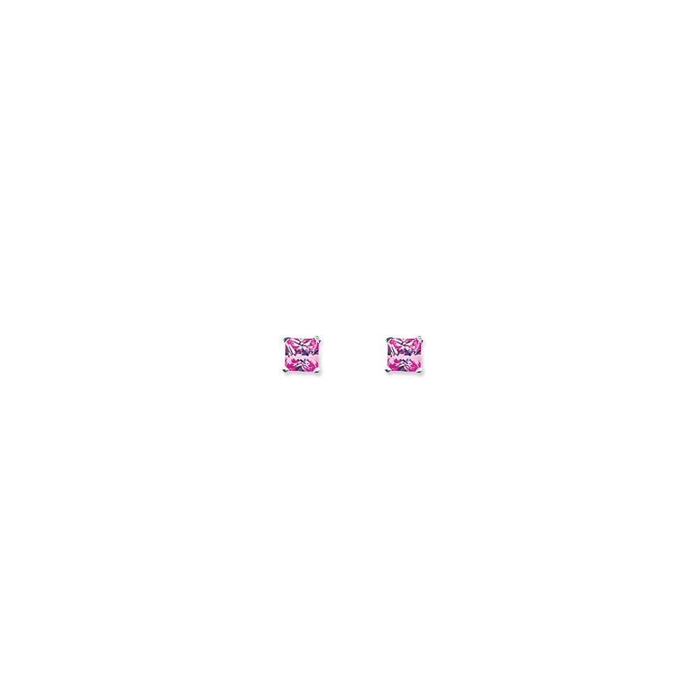 4mm Pink Square 925 Sterling Silver Stud Earrings (Pack of 5)
