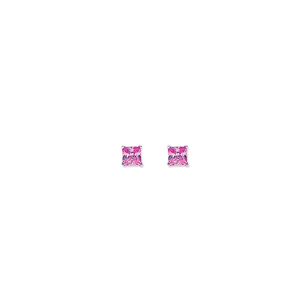 5mm Pink Square 925 Sterling Silver Stud Earrings (Pack of 5)