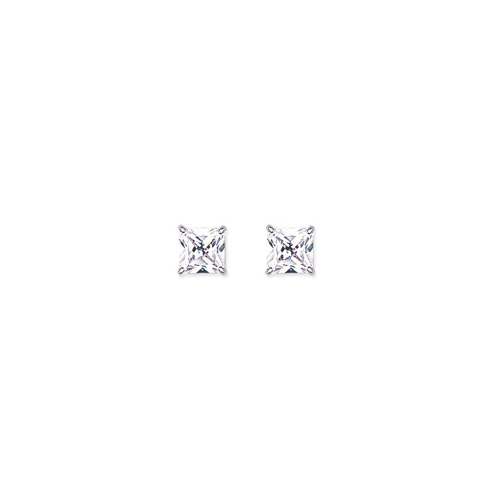 8mm Square 925 Sterling Silver Stud Earrings
