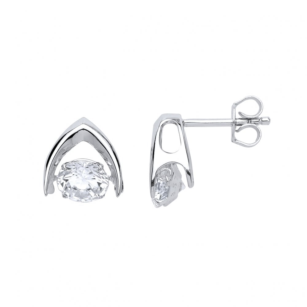 925 Sterling Silver Fancy CZ Floating Stud Earrings