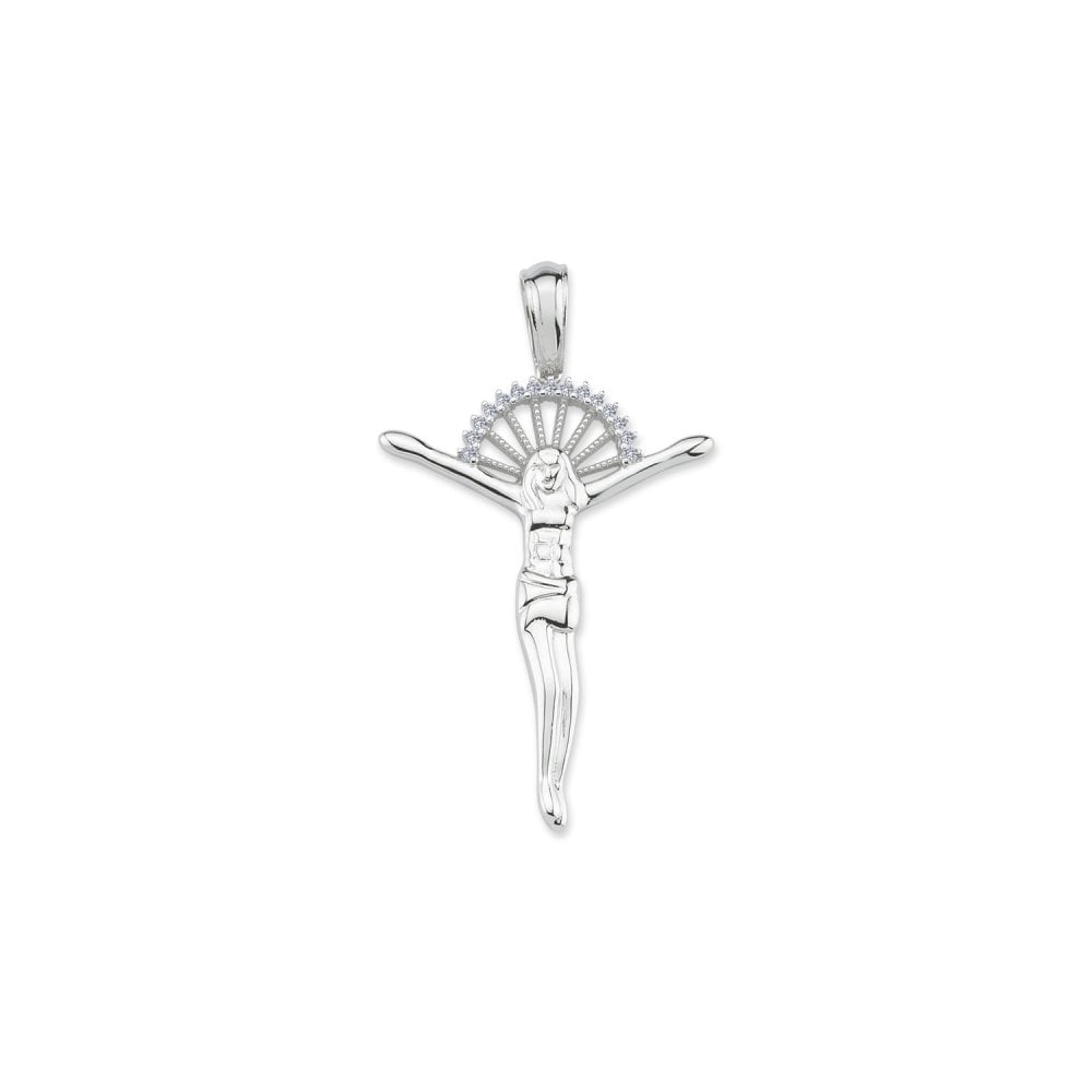 925 Sterling Silver CZ Crucifix Cross Pendant