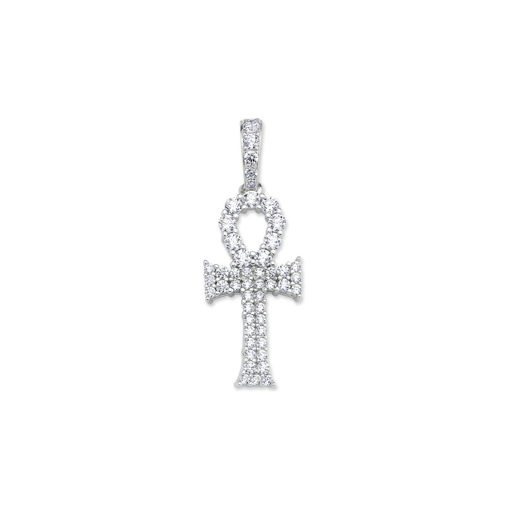 925 Sterling Silver CZ Pave Set Cross Pendant