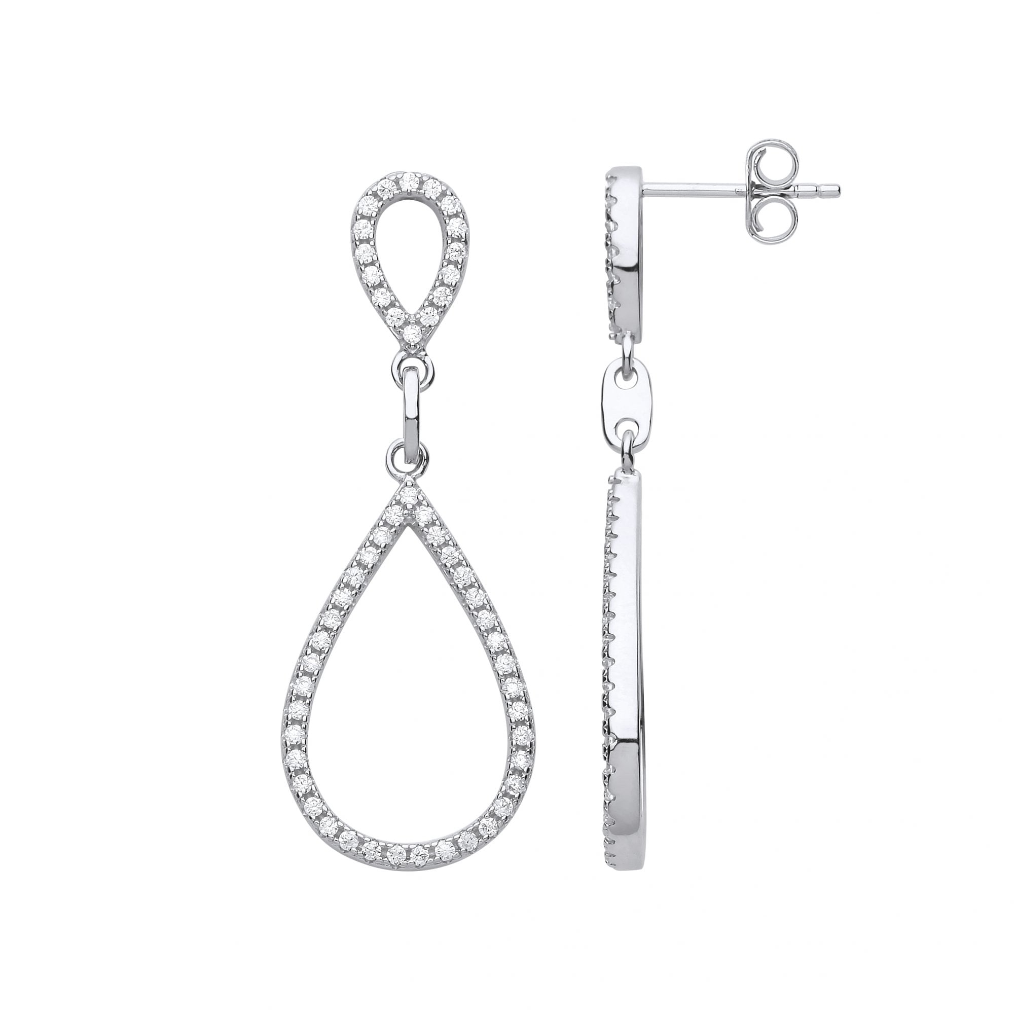 925 Sterling Silver CZ Pear Shape Fancy Drop Earrings
