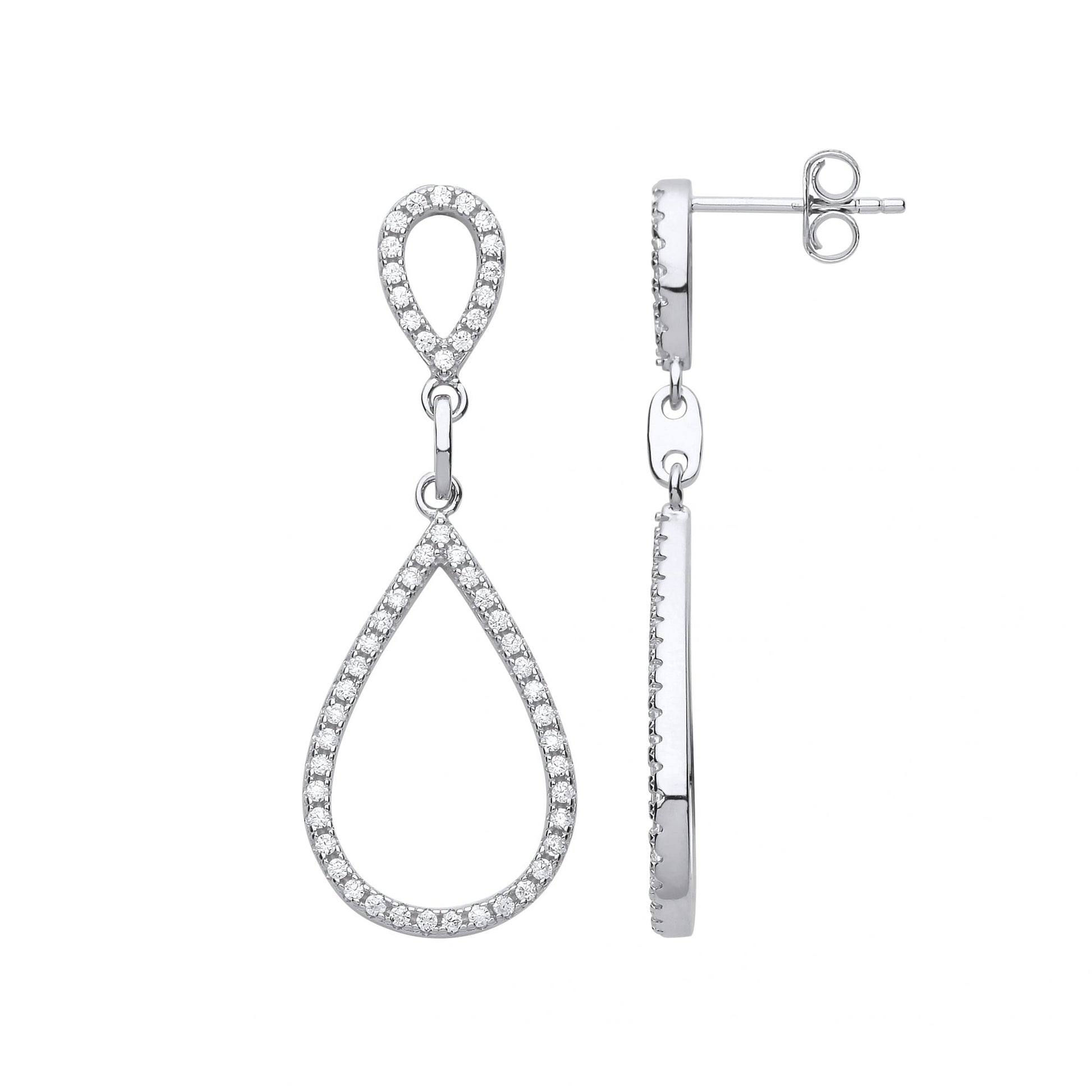 925 Sterling Silver CZ Pear Shape Fancy Drop Earrings
