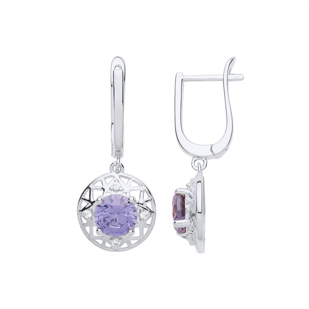 Gold Plated CZ & Tanzanite Fancy Drop Earrings