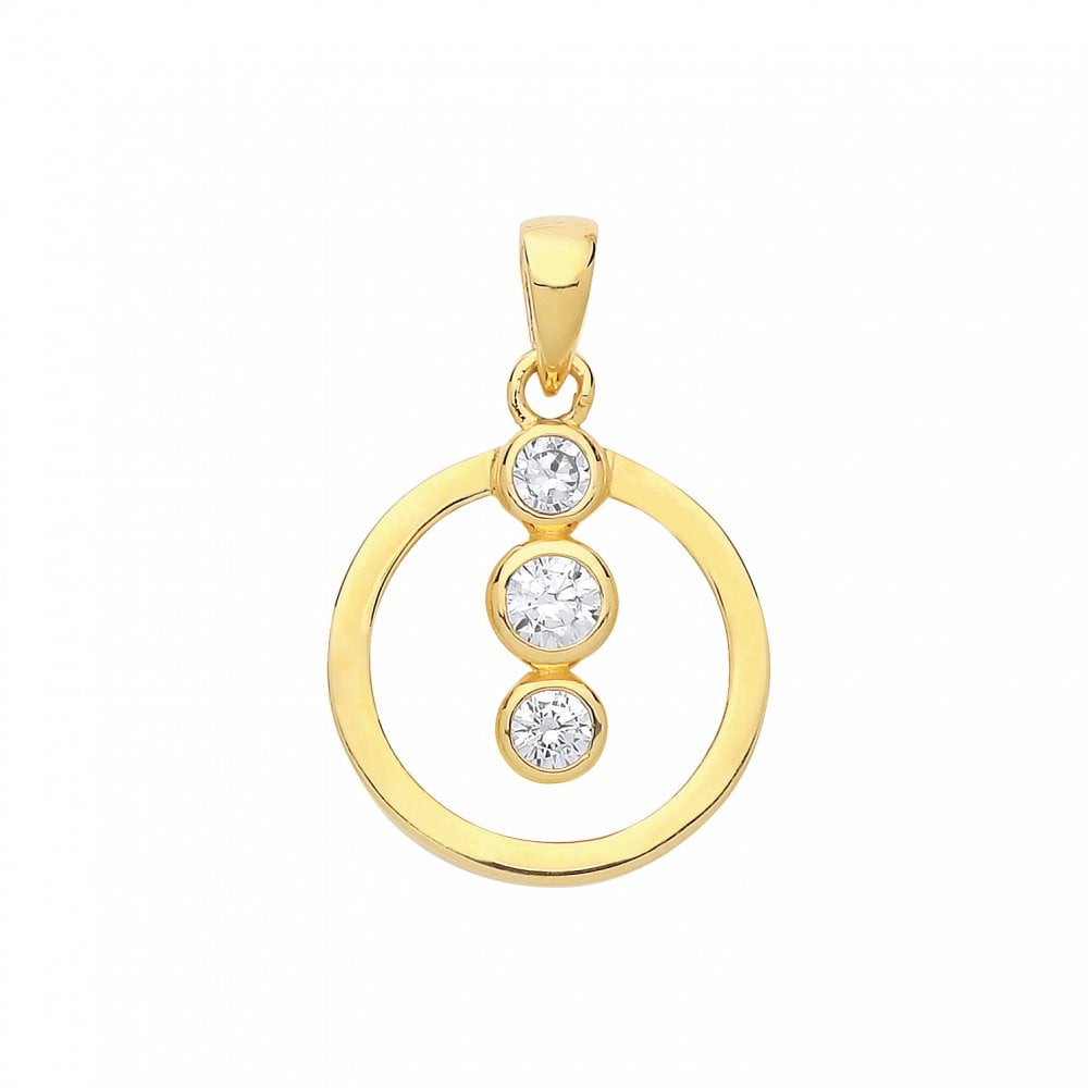 Gold Plated CZ Circle Pendant