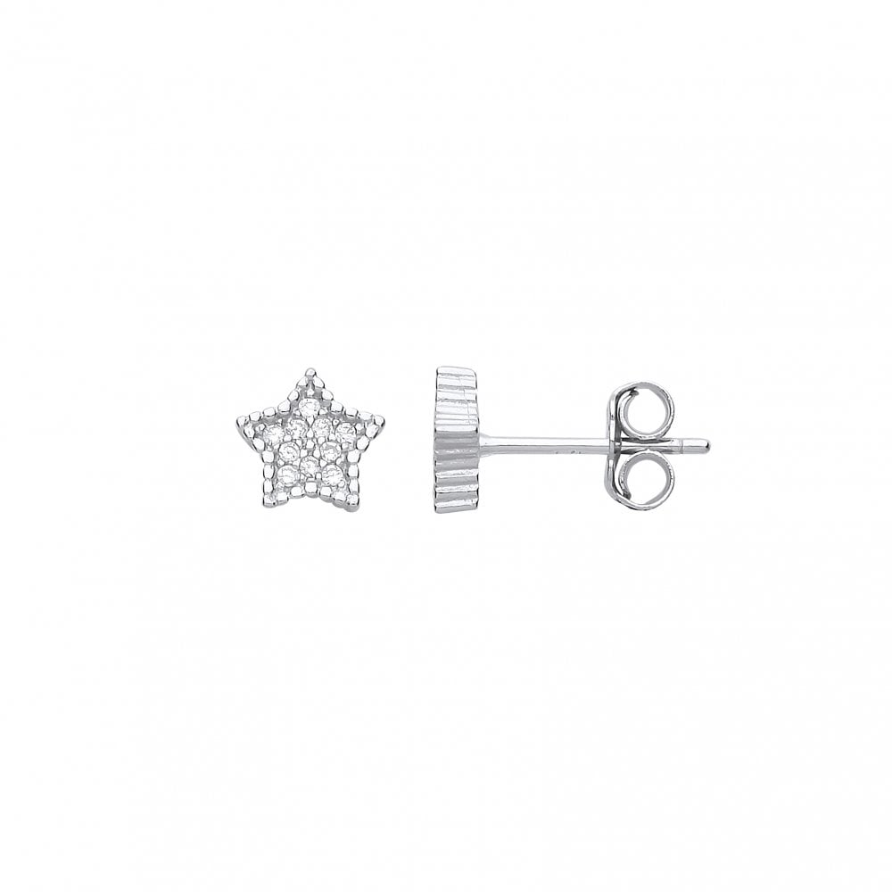 925 Sterling Silver CZ Star Stud Earrings