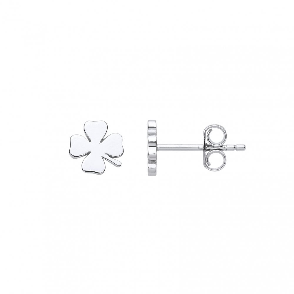 925 Sterling Silver Four Leaf Clover Stud Earrings