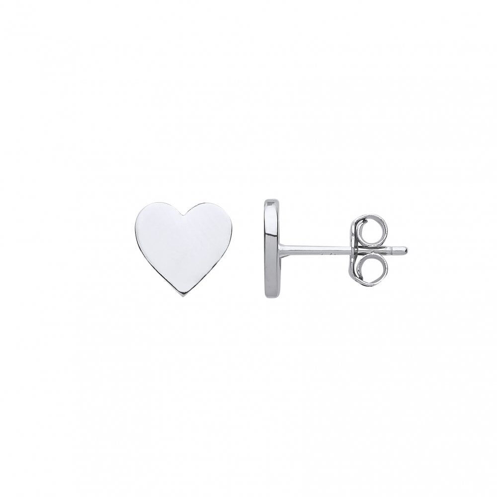 925 Sterling Silver Plain Petite Love Heart Stud Earrings