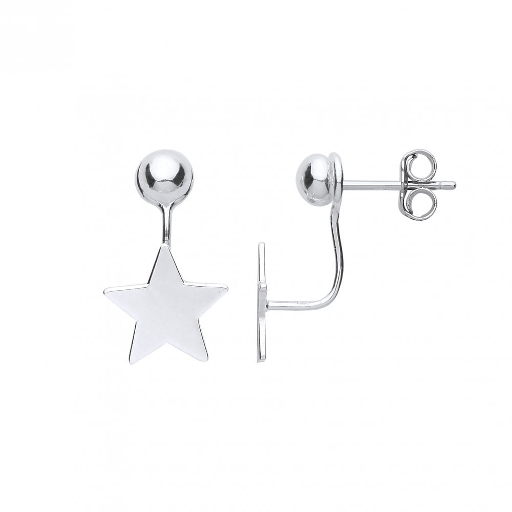 925 Sterling Silver Star Two Way Front & Back Drop Earrings