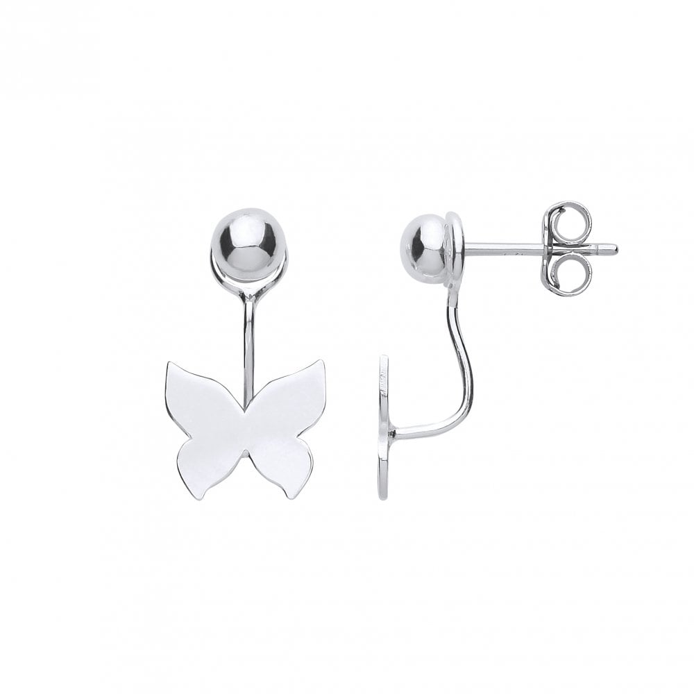925 Sterling Silver CZ & Pearl Two Way Front & Back Drop Earrings