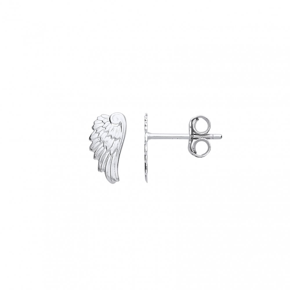 925 Sterling Silver Angel Wings Stud Earrings