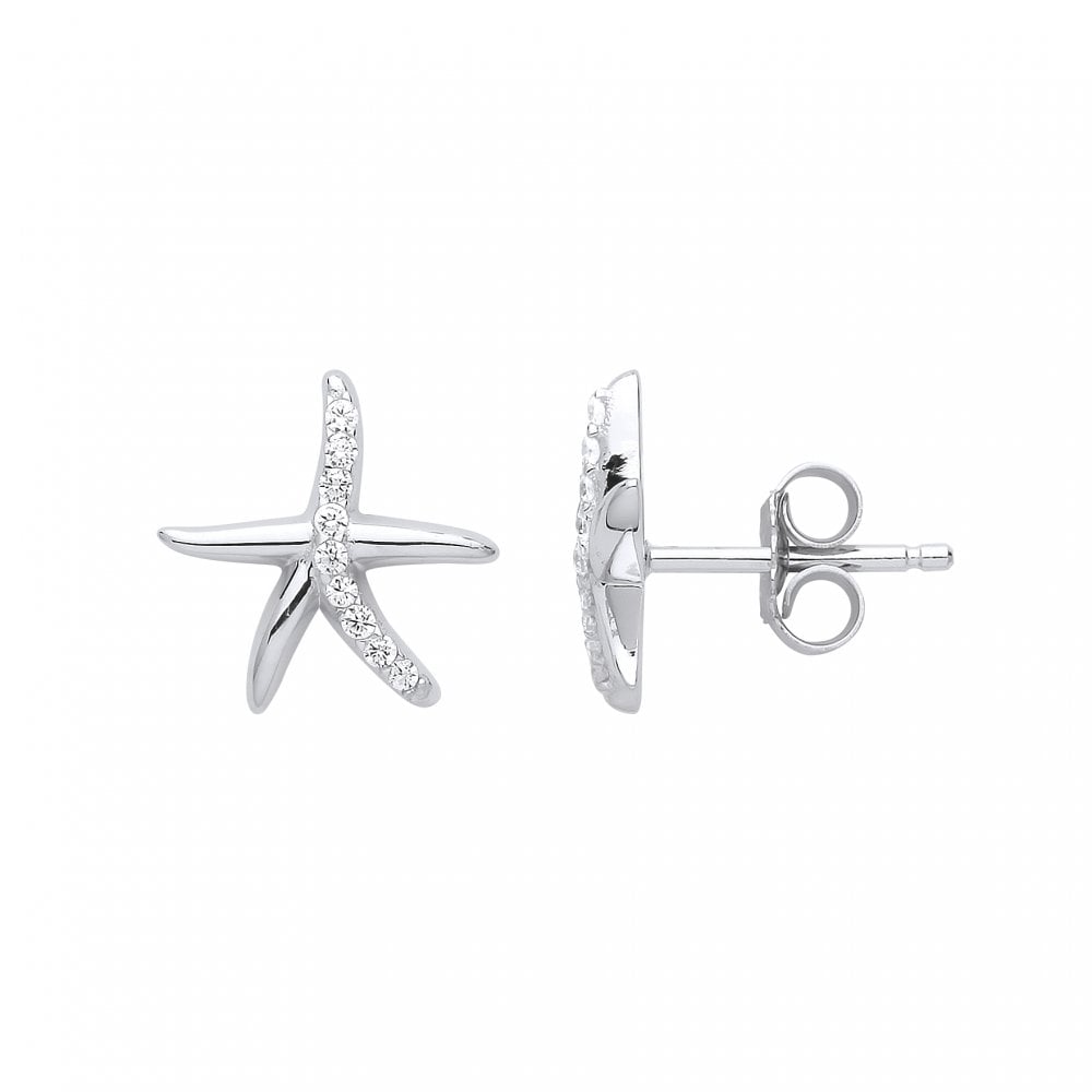 925 Sterling Silver CZ Star Stud Earrings