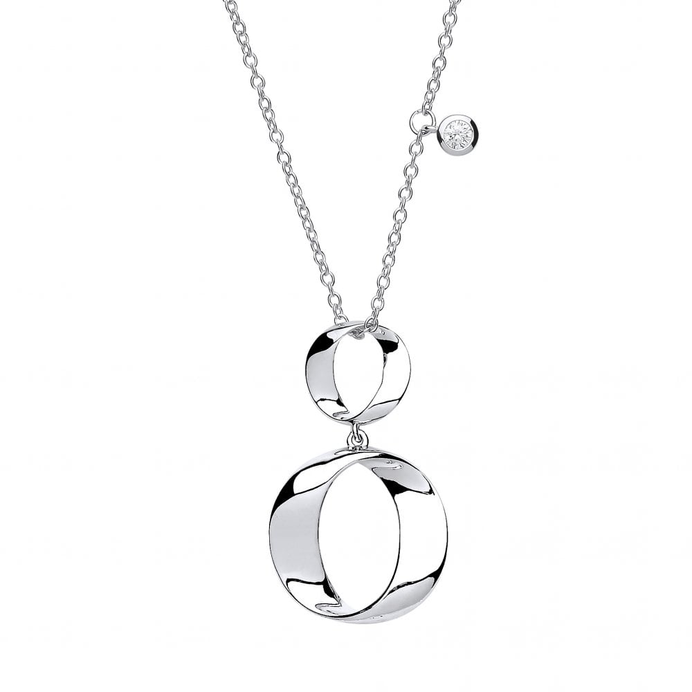 925 Sterling Silver Necklace With Twisted Circle Drop Pendant
