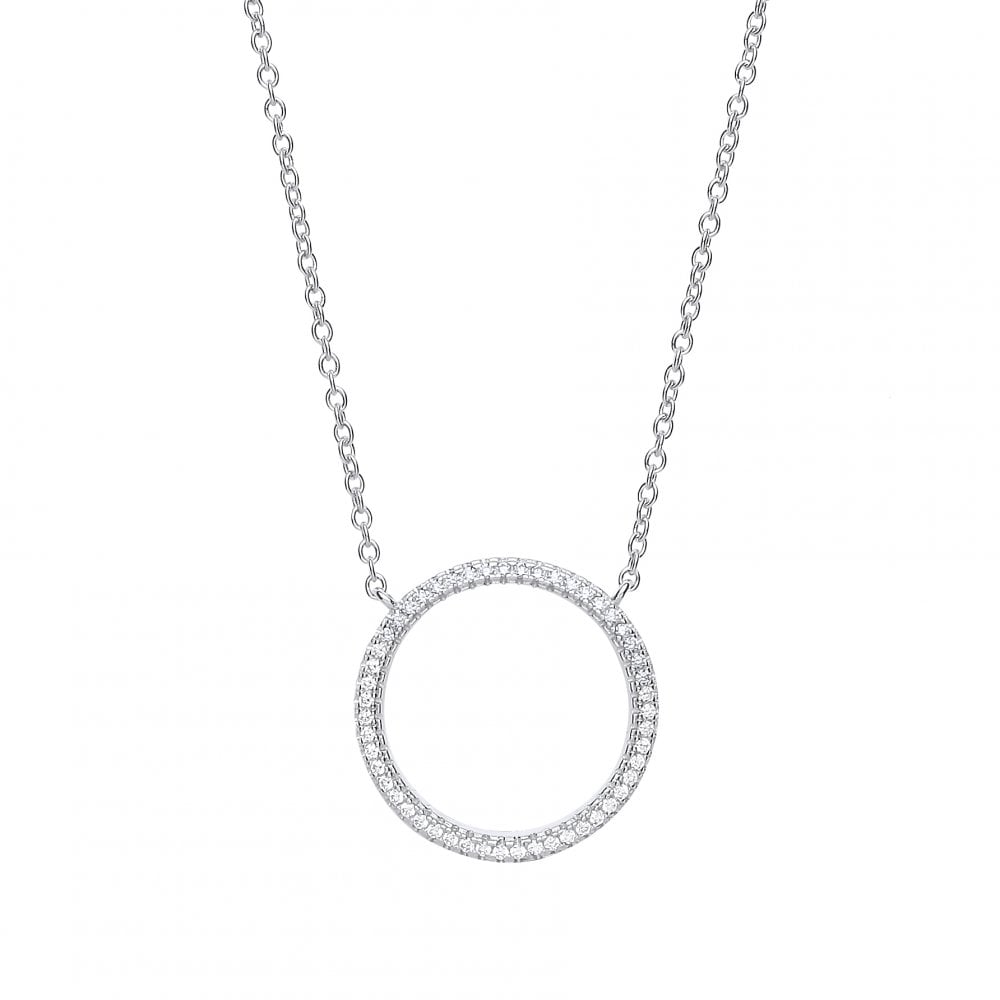 925 Sterling Silver Chain With CZ Circle Pendant