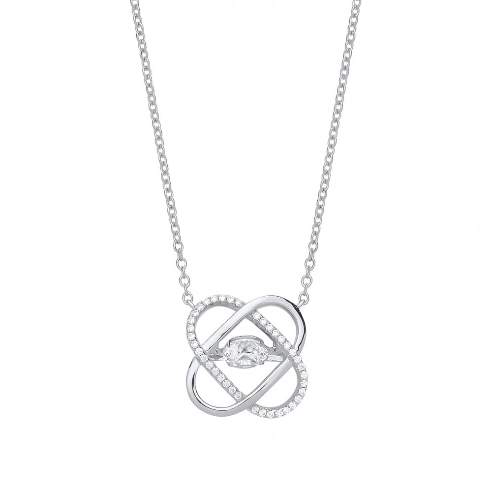 Rose Gold Plated Necklace With Floating CZ Flower Pendant