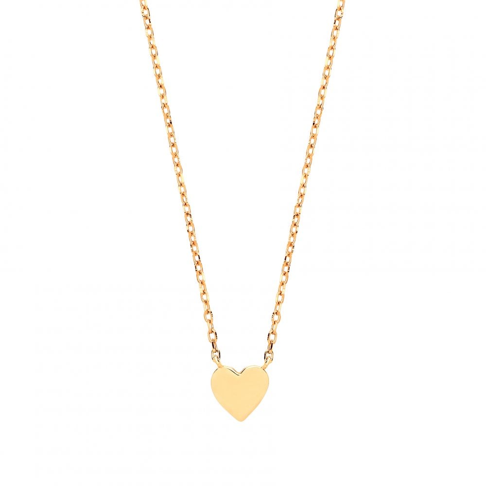 Gold Plated Plain Petite Love Heart Pendant Necklace