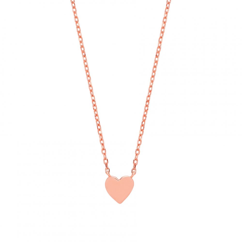 Rose Gold Plated Plain Petite Love Heart Pendant Necklace