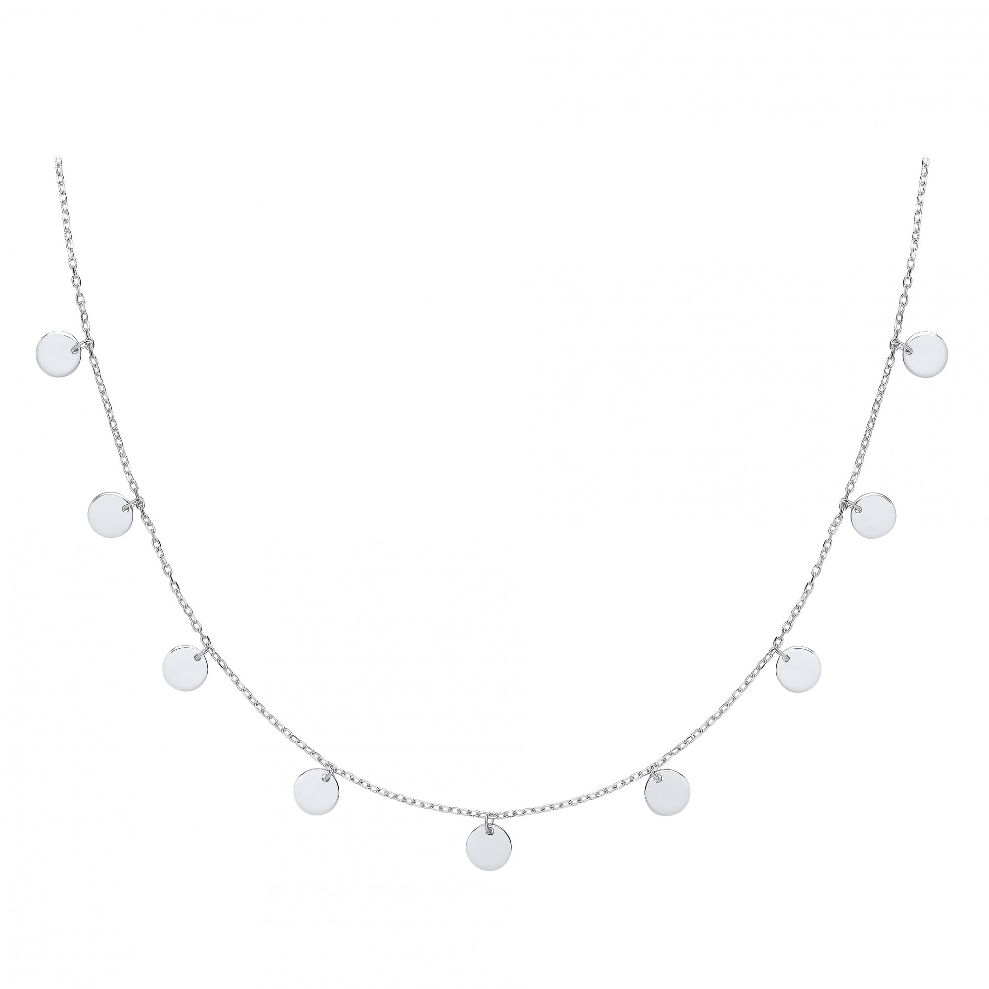 925 Sterling Silver Double Necklace With Plain Disc Charms