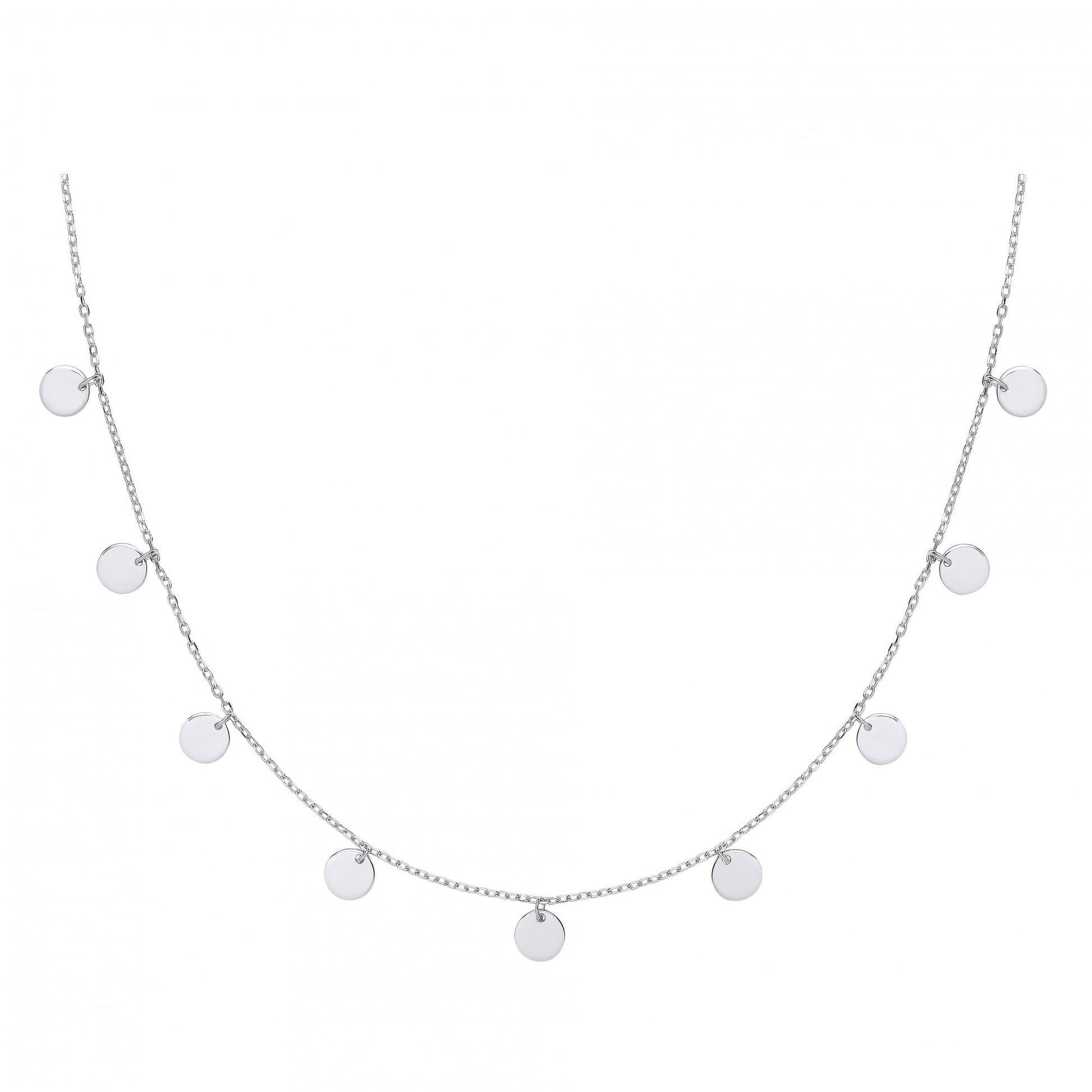 925 Sterling Silver Double Necklace With Plain Disc Charms
