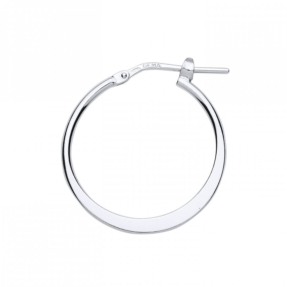 925 Sterling Silver Polished Flat Hoop Earrings