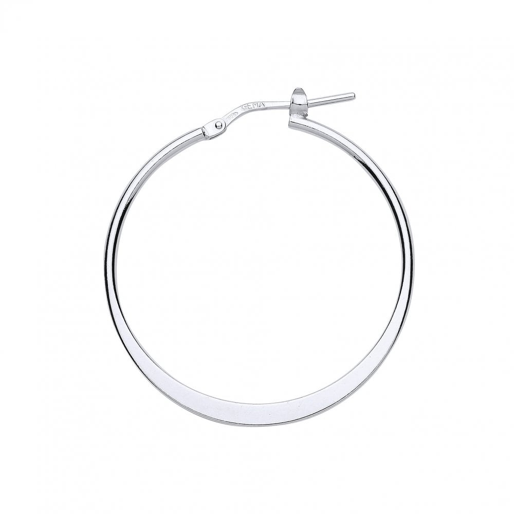 925 Sterling Silver Polished Flat Hoop Earrings