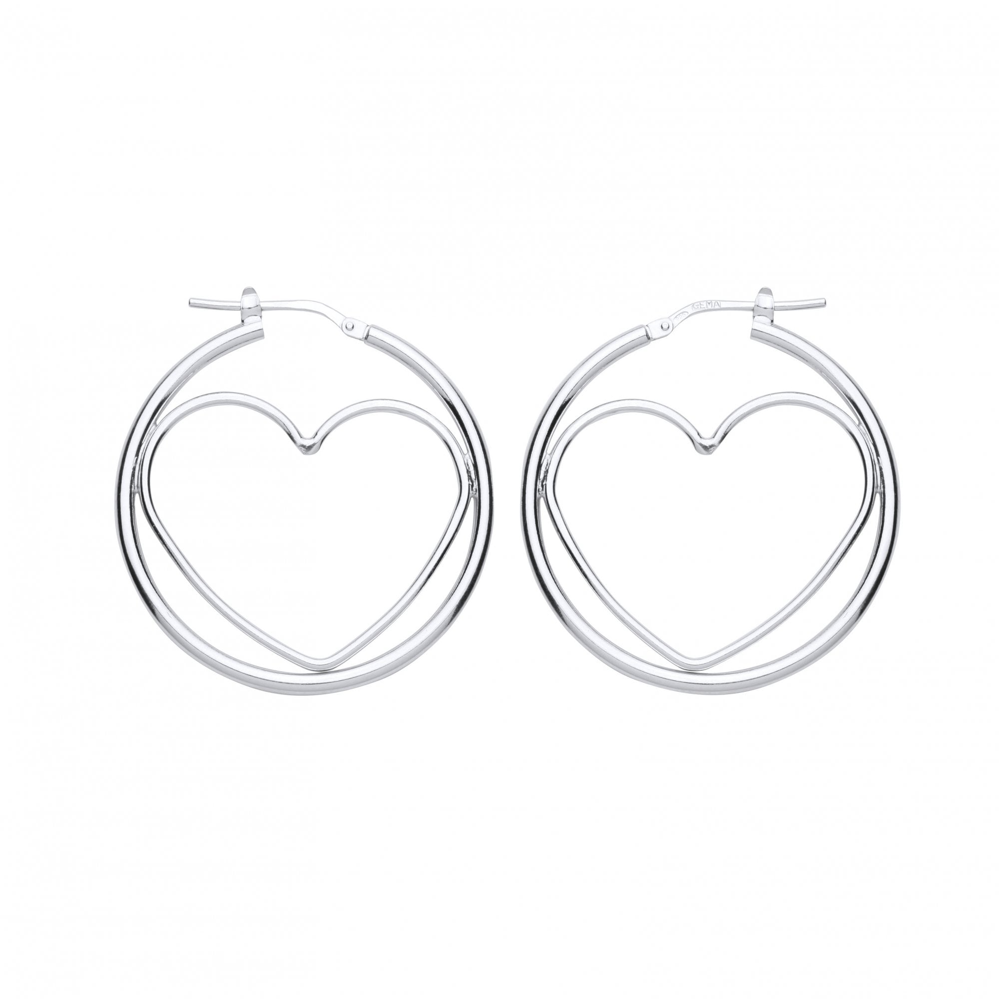 925 Sterling Silver Heart Hoop Earrings