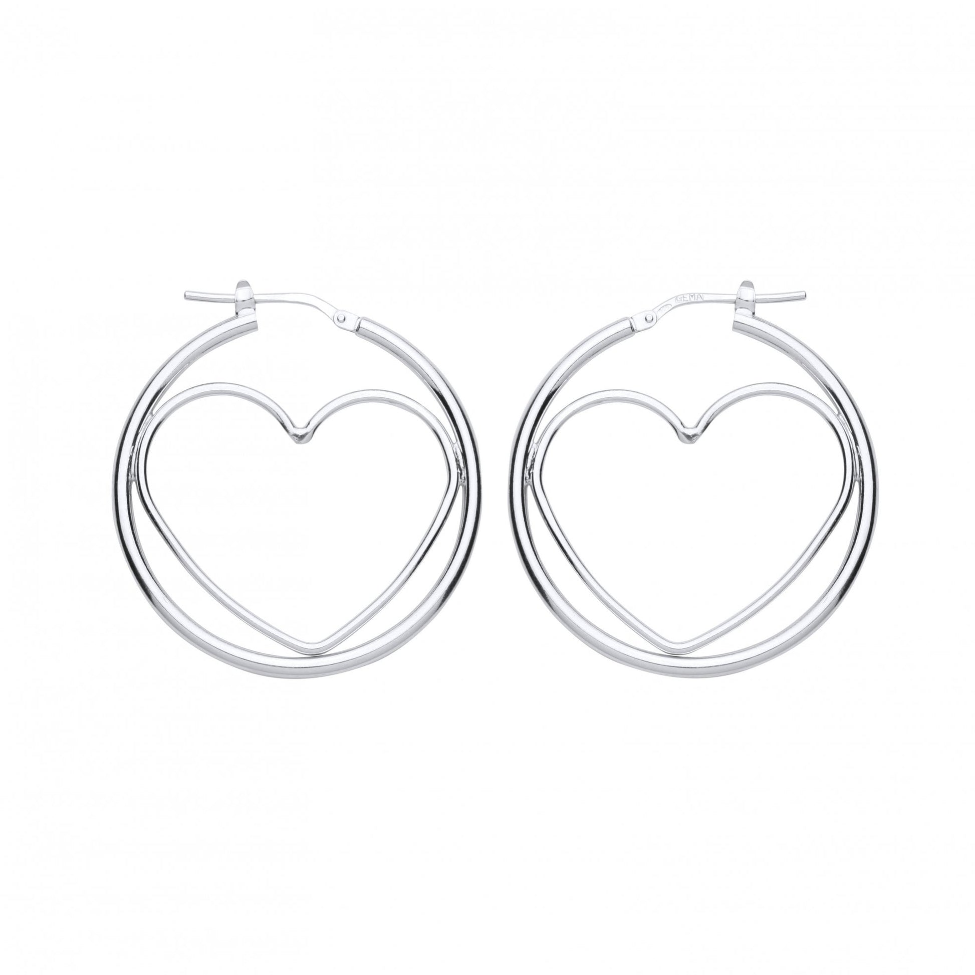 925 Sterling Silver Heart Hoop Earrings