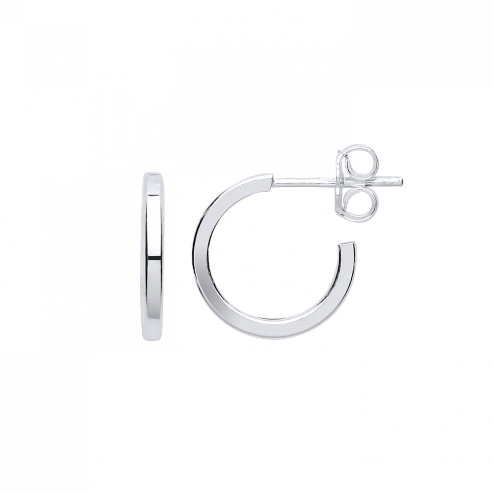 925 Sterling Silver Square Cut Half Hoop Earrings