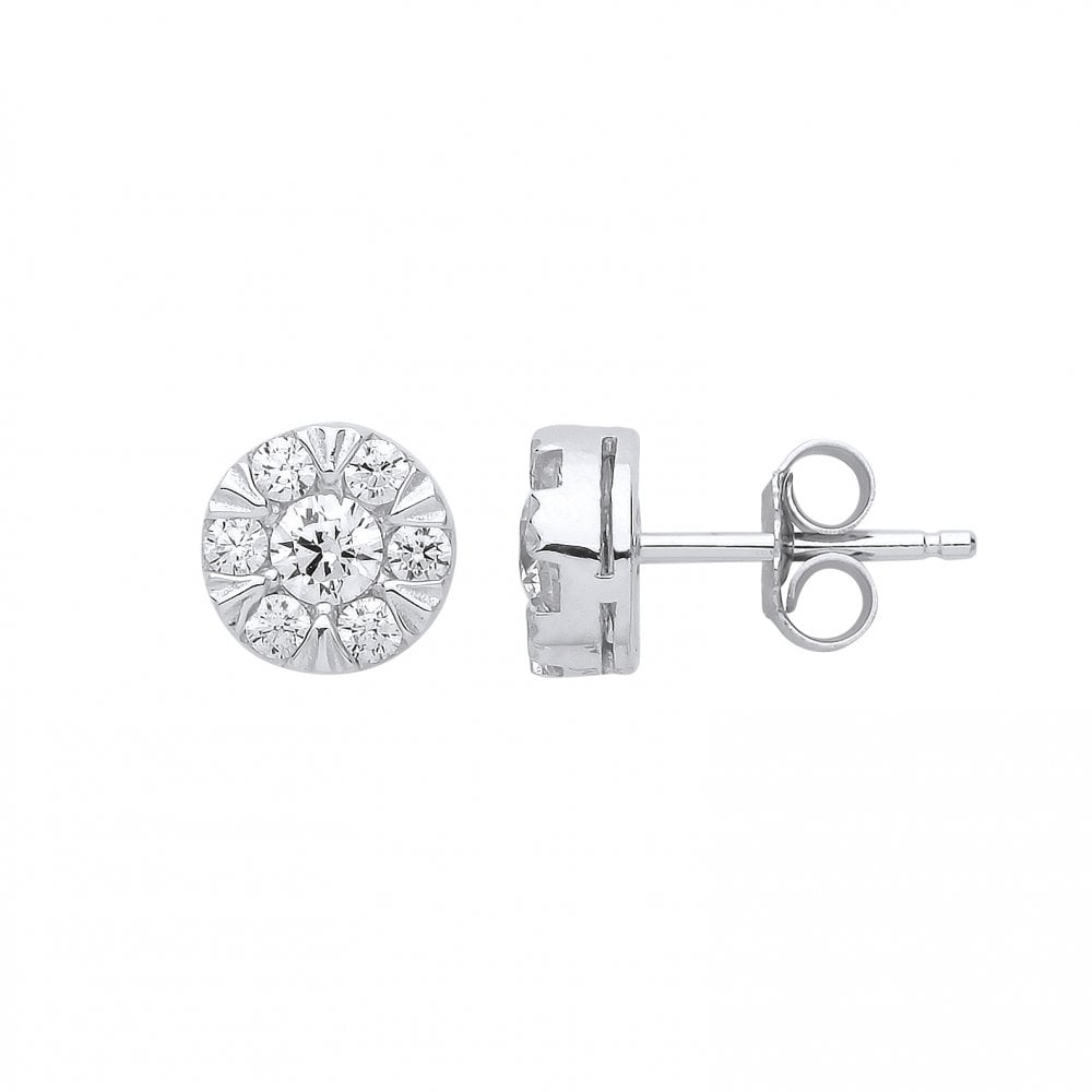 Silver CZ Stud Earrings