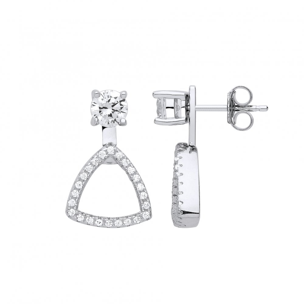 Silver CZ Two Way Stud & Drop Earrings