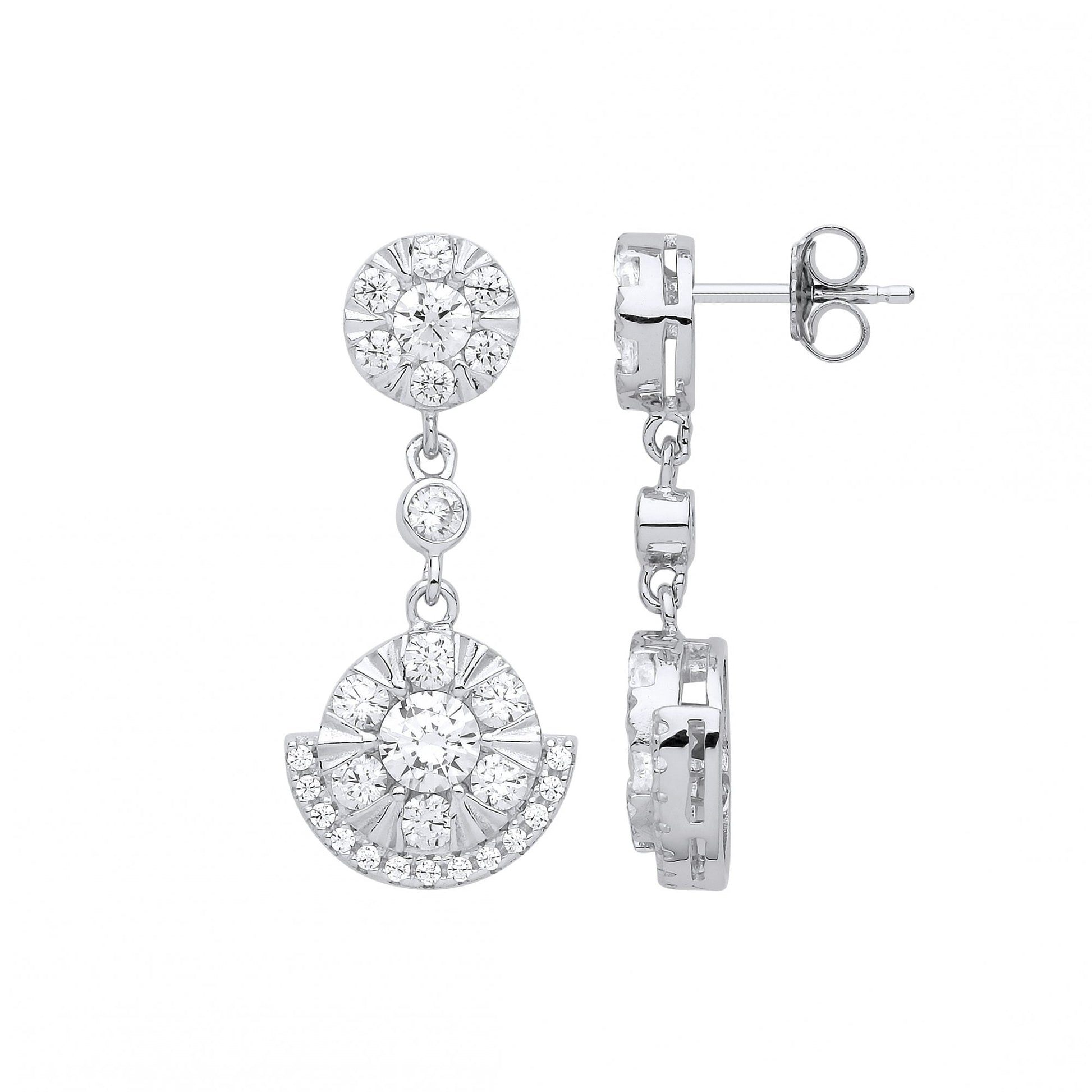 Silver CZ Fancy Drop Earrings
