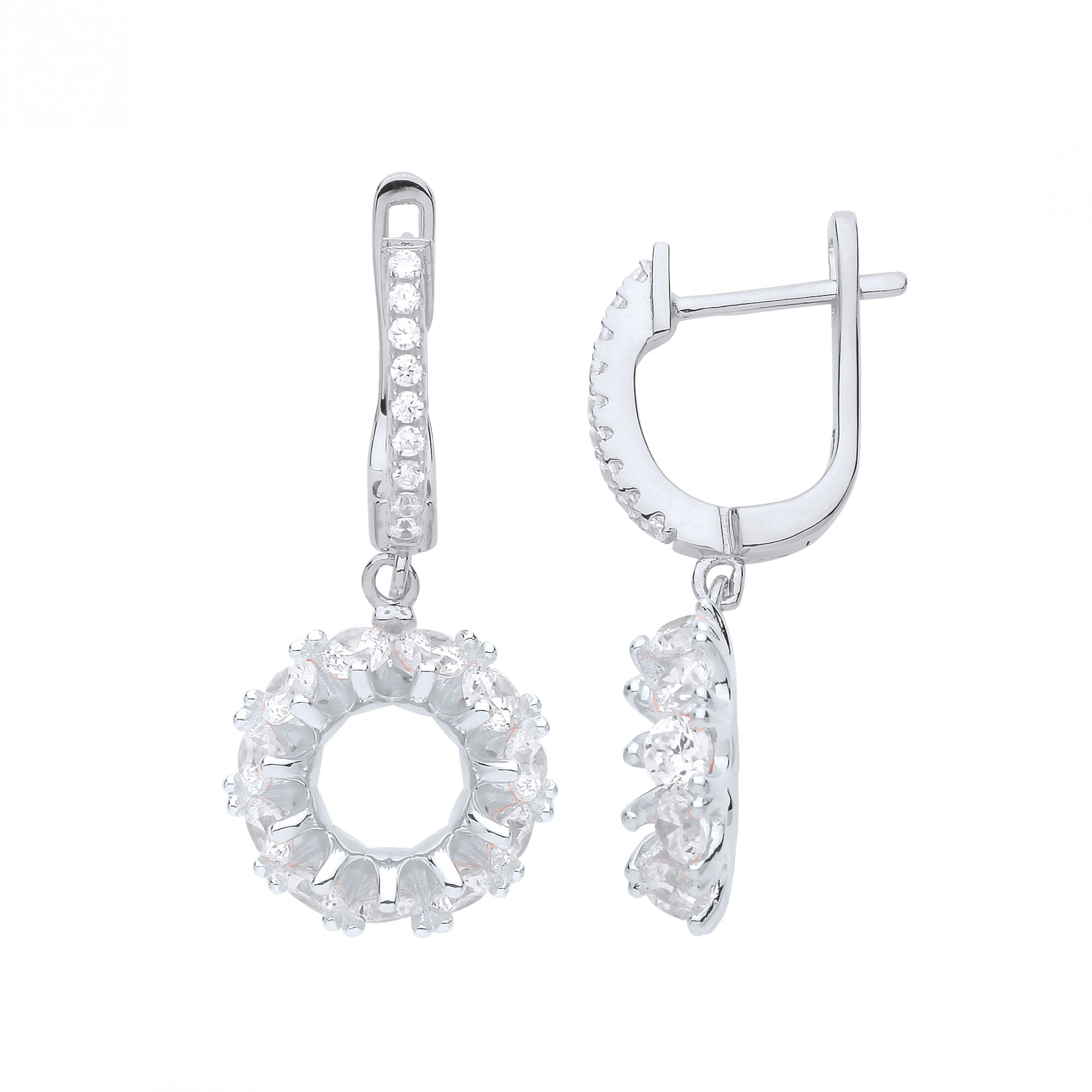 Rose Gold Plated CZ Fancy Circle Drop Earrings