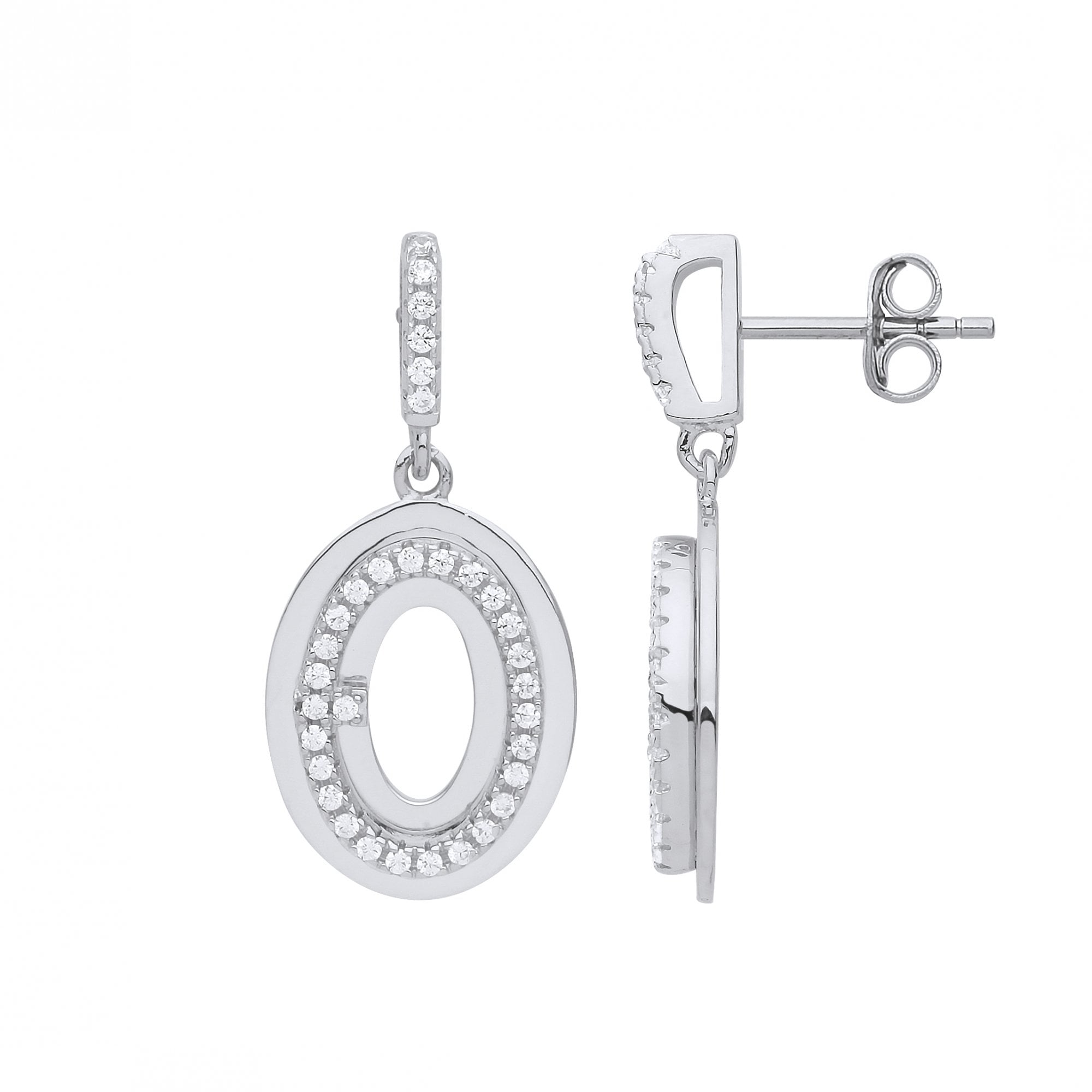 Rose Gold Plated CZ Oval Fancy Drop Earrings