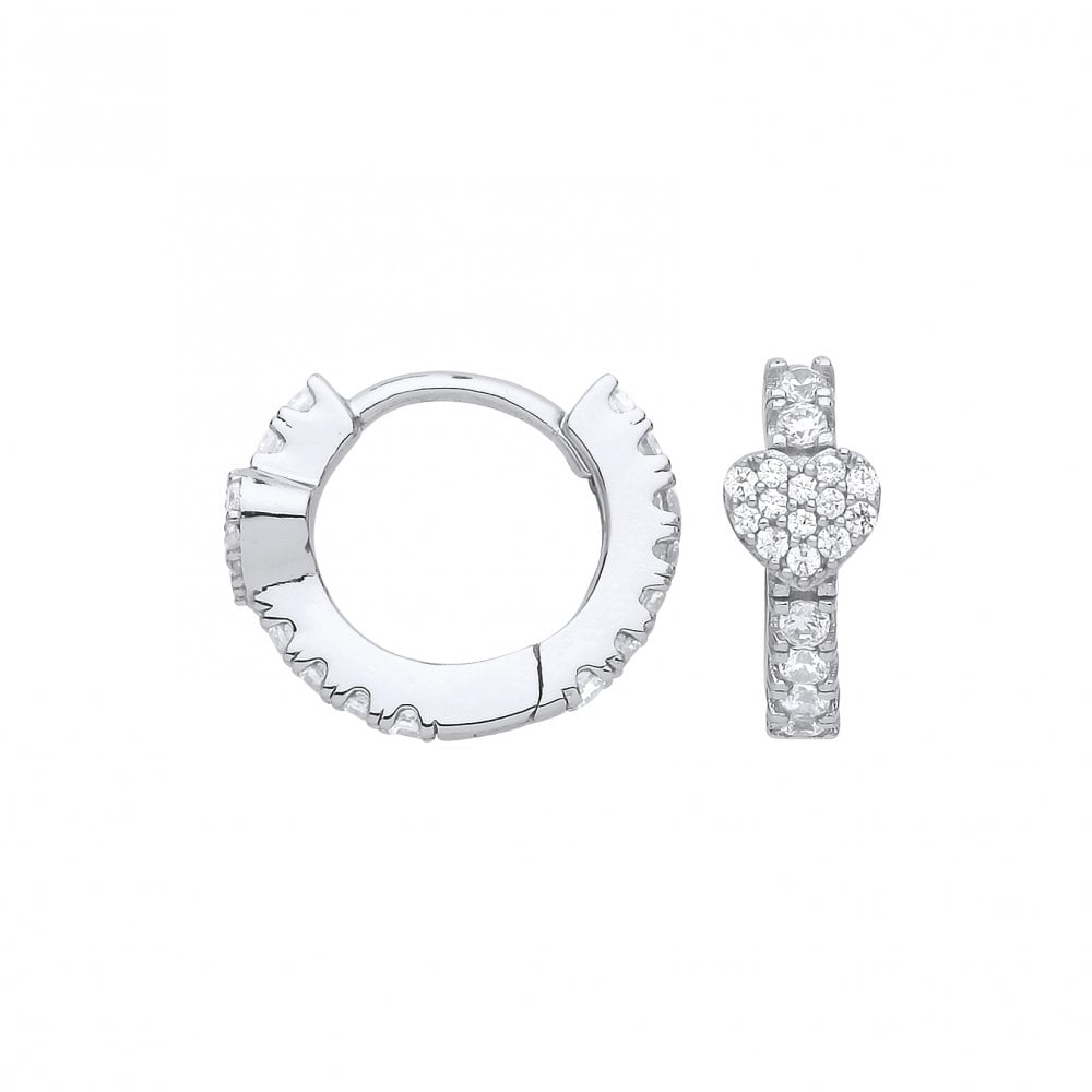 Gold Plated CZ Heart Huggie Earrings