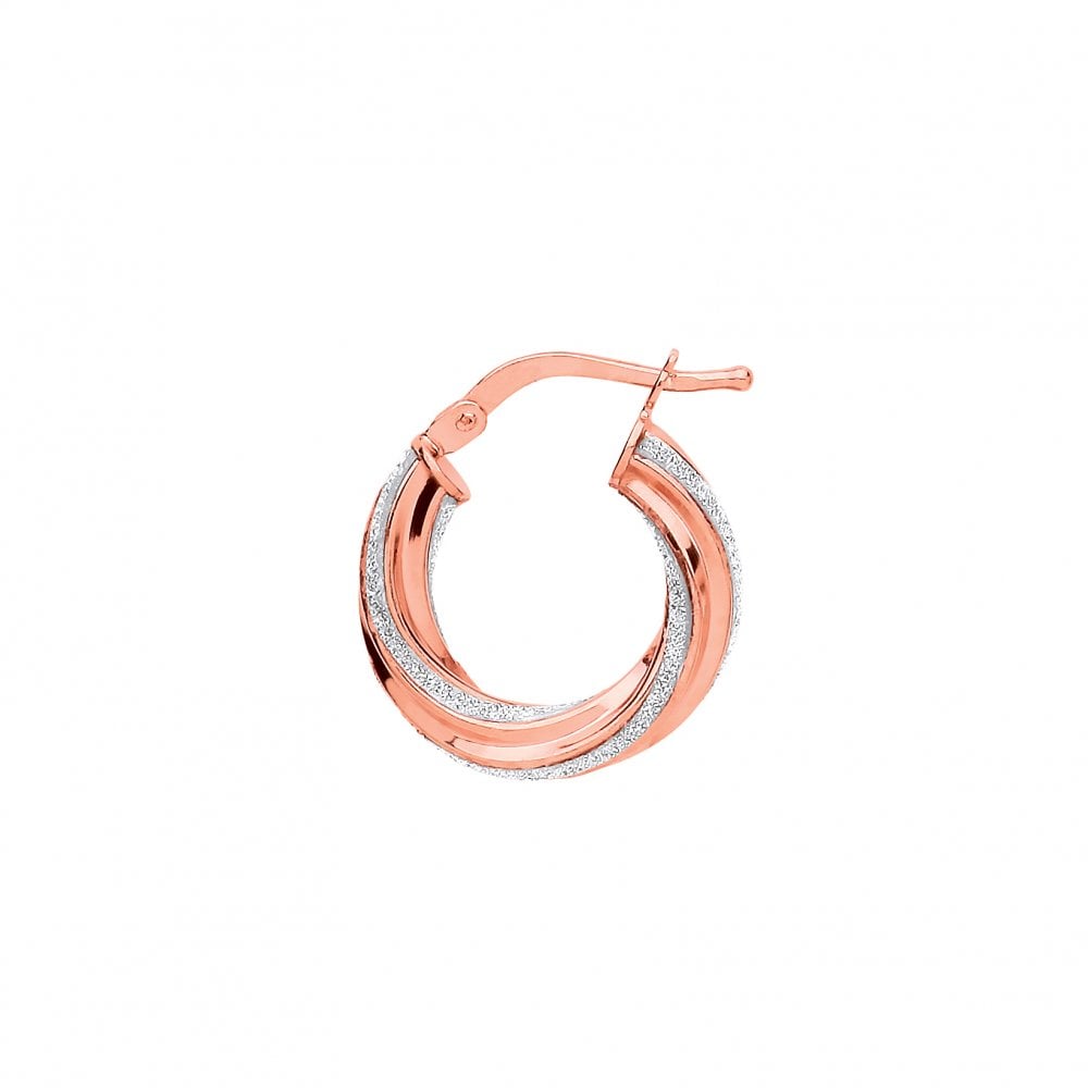 Rose Gold Plated Moondust 10mm Twist Hoop Earrings