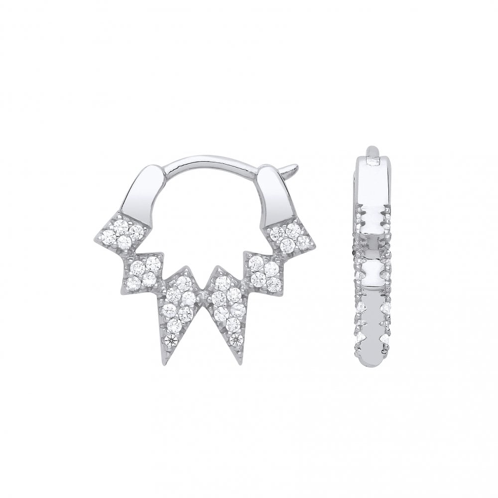 Gold Plated CZ Spike Huggie Earrings