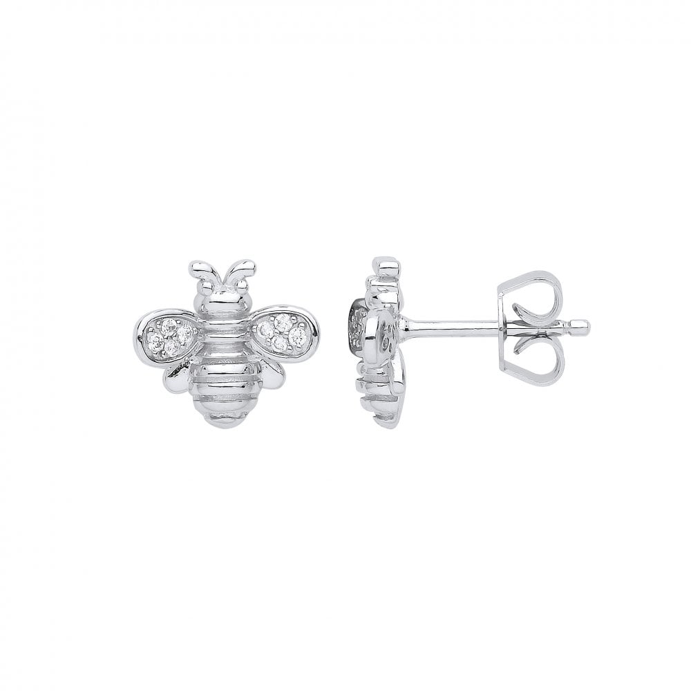 Silver Bumble Bee Stud Earrings