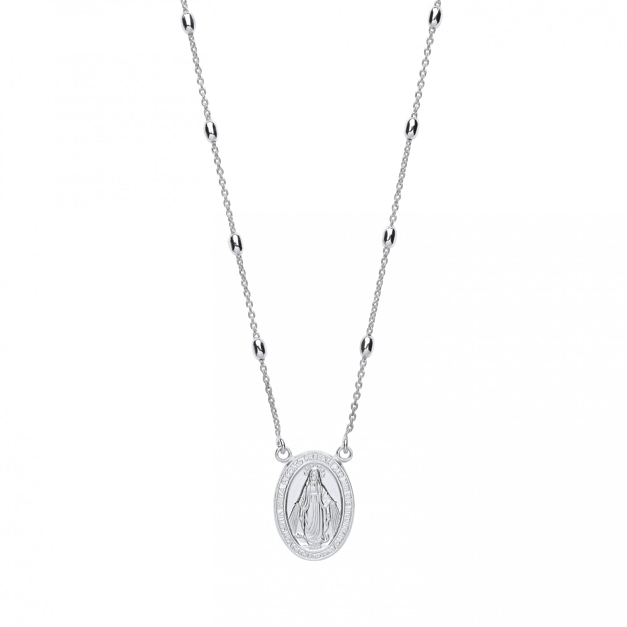 925 Sterling Silver Bead Necklace With St Christopher