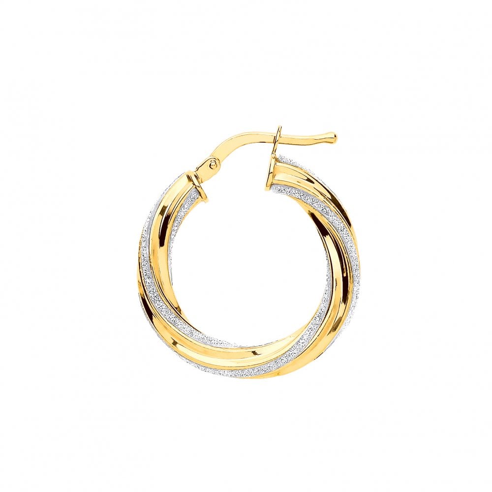Gold Plated Moondust 15mm Twist Hoop Earrings