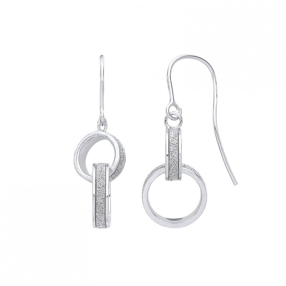 Silver Moondust Double Hoop Fancy Drop Earrings