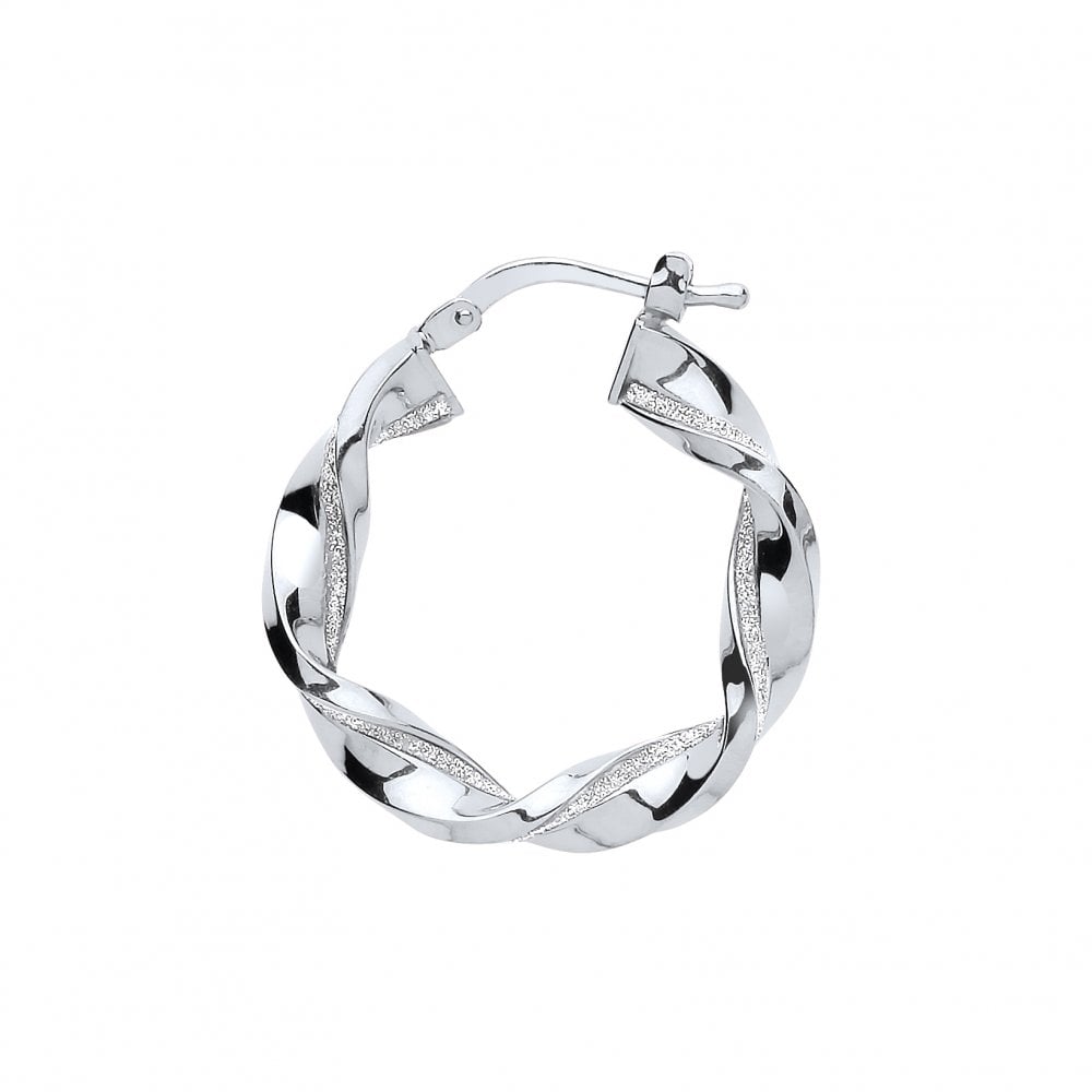 Silver Moondust 15mm Twist Hoop Earrings