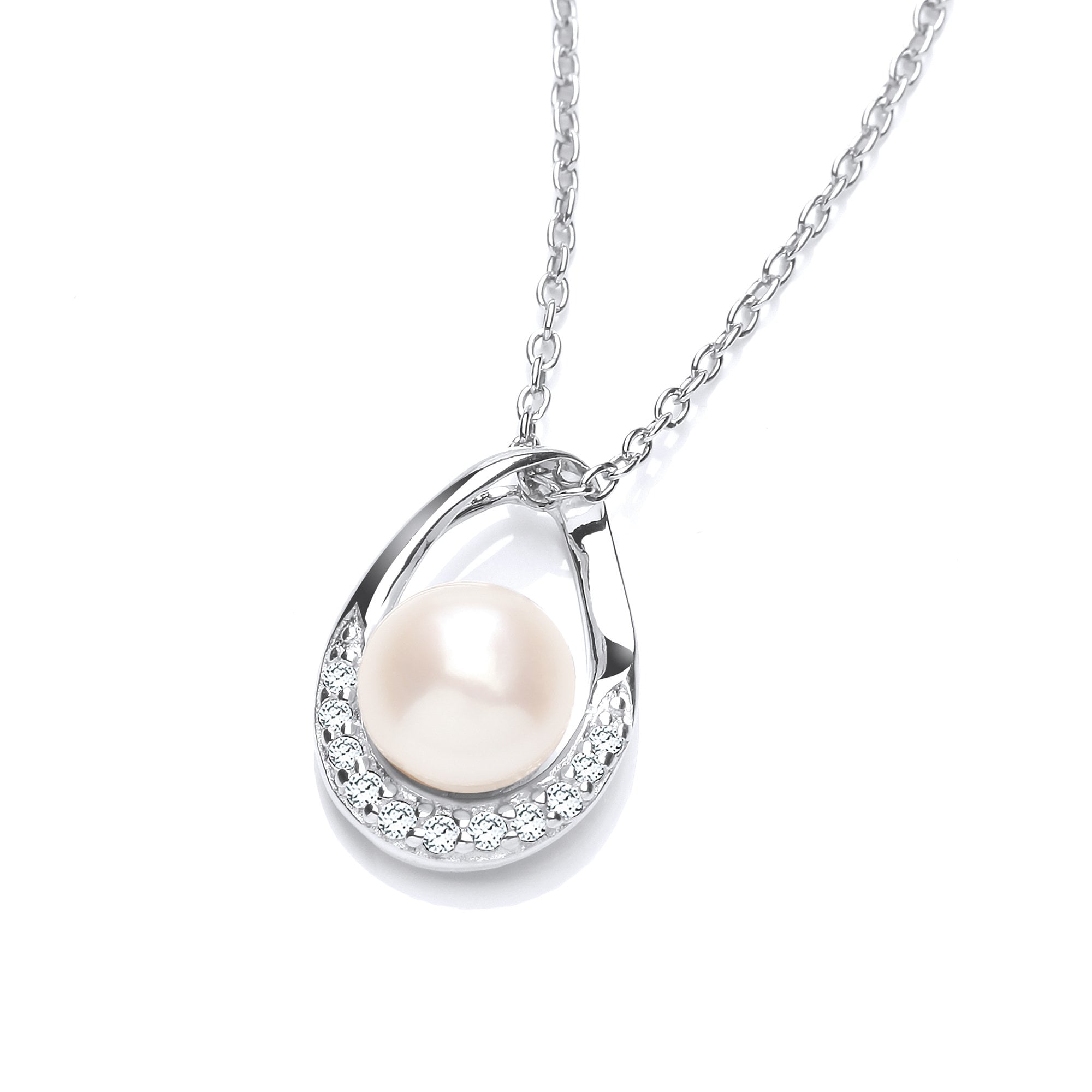Silver CZ & Fresh Water Pearl Pendant