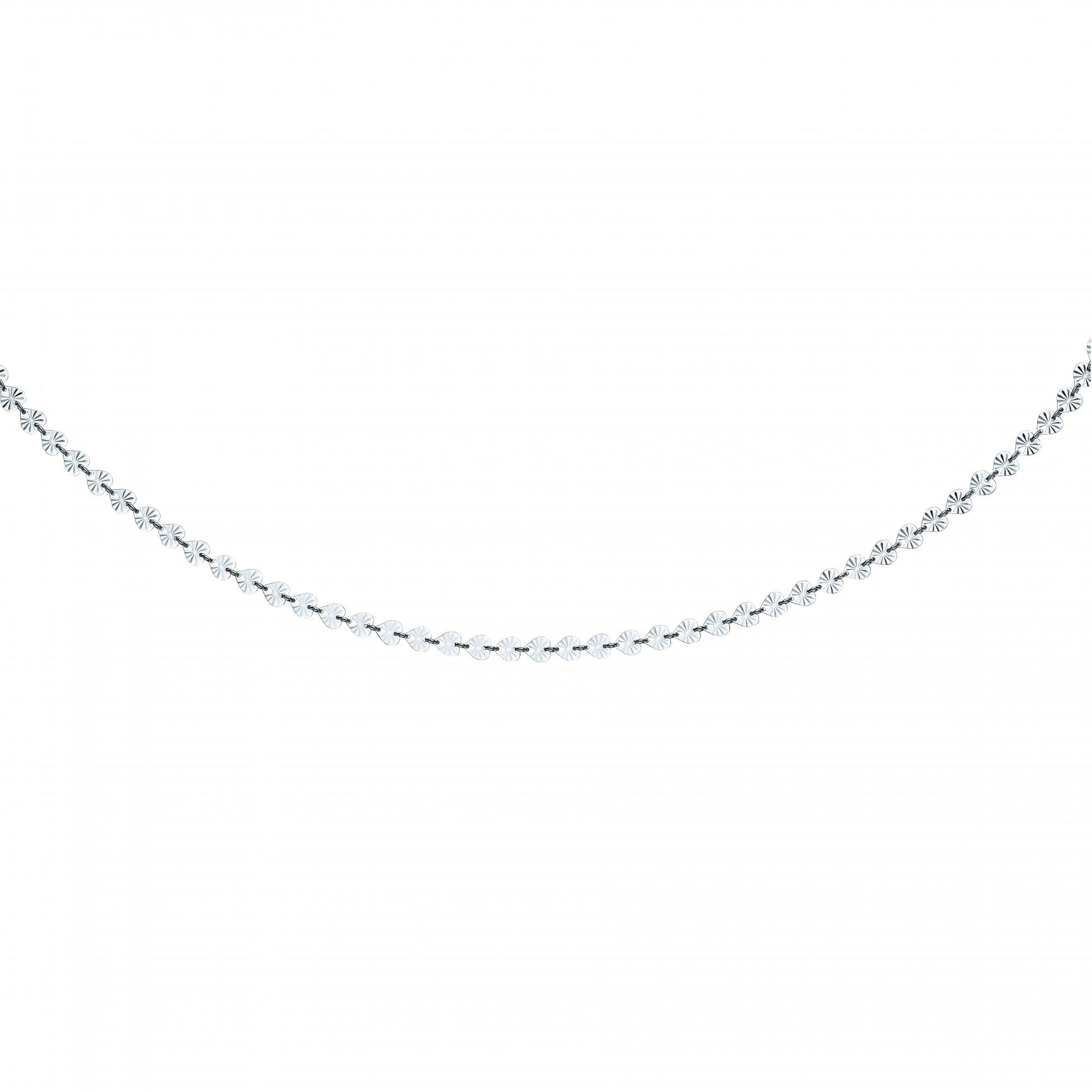 Silver Diamond Cut Heart Link Ladies Fancy Necklace