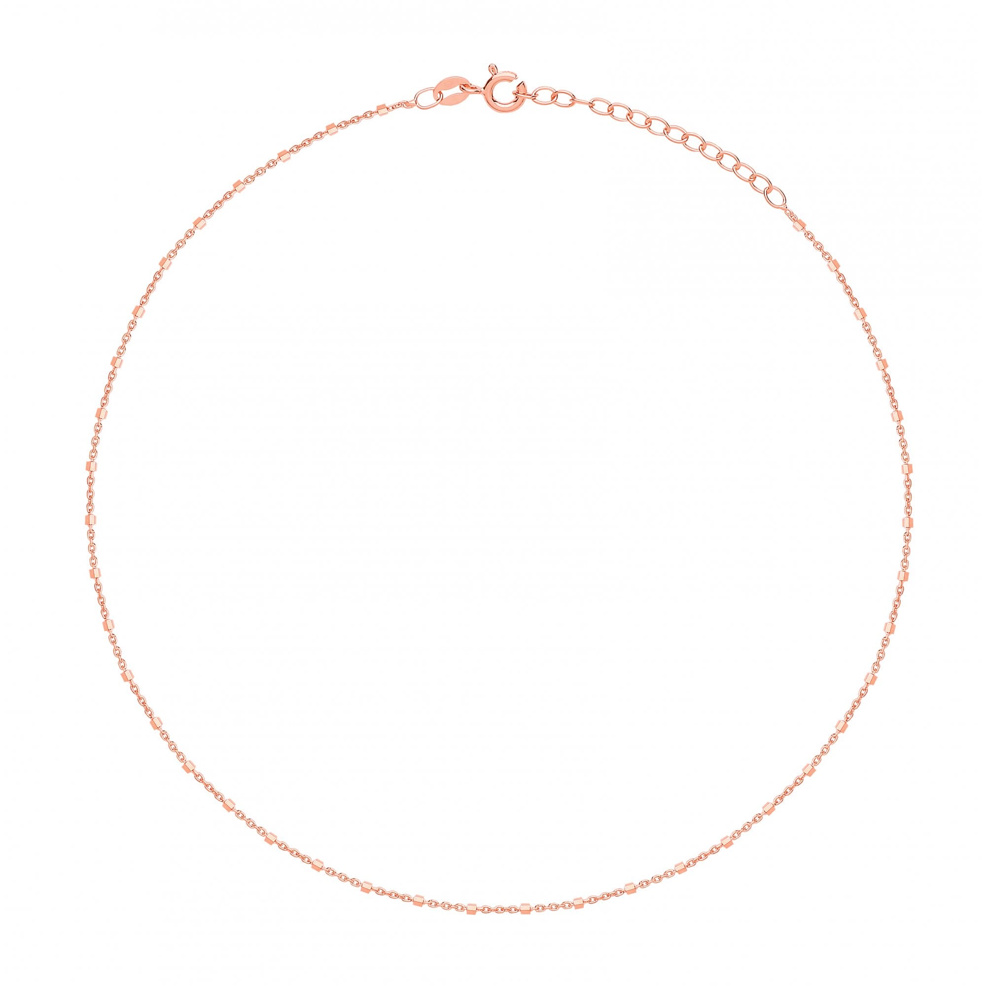 925 Rose Gold Plated 14"  Fancy 8 Side Dice Necklace