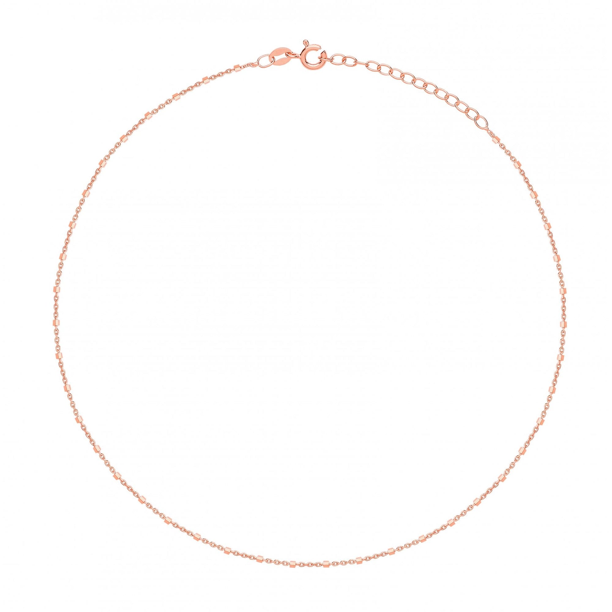 925 Rose Gold Plated 14"  Fancy 8 Side Dice Necklace